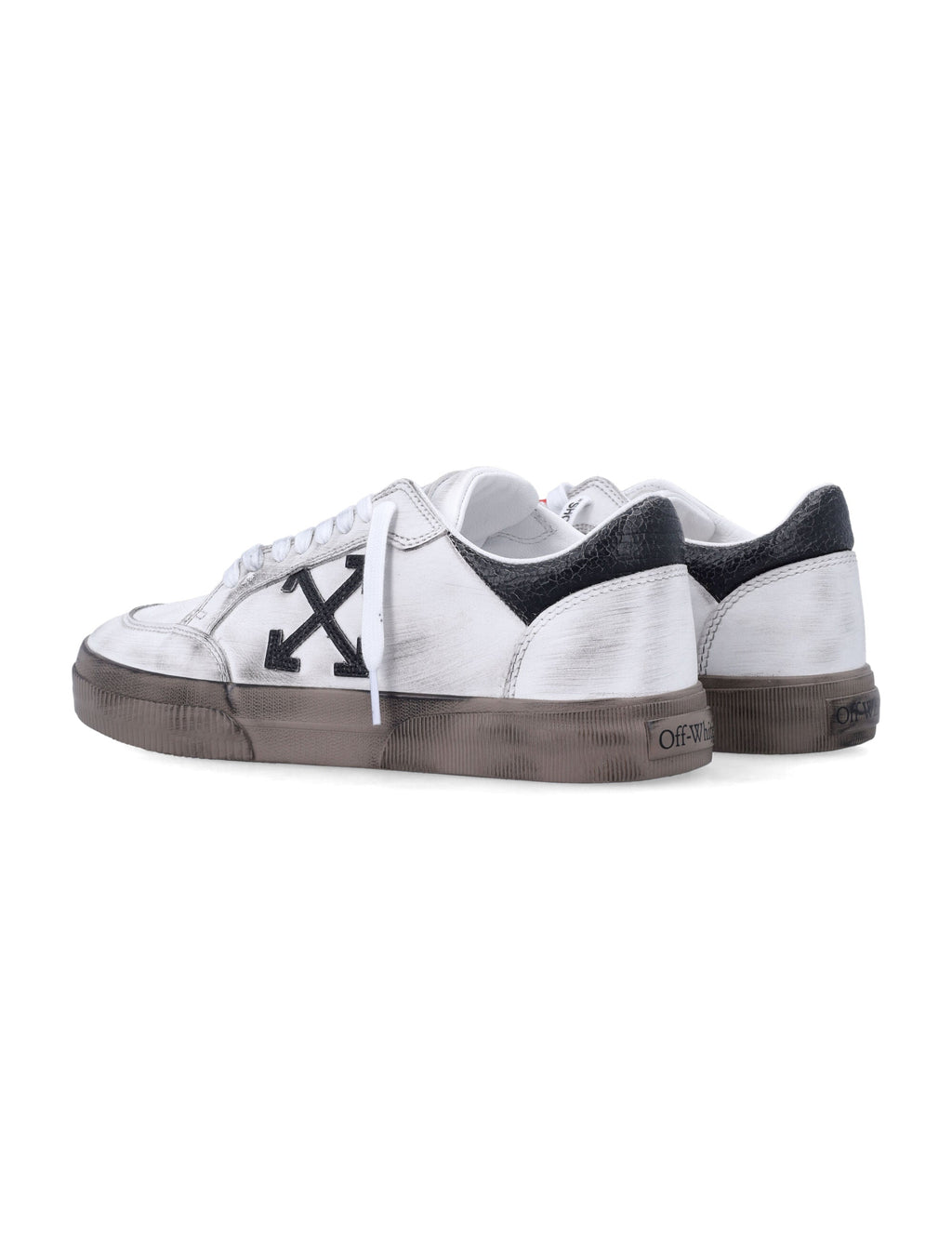 Low-Top Distressed White Sneakers with Signature Arrow Logo