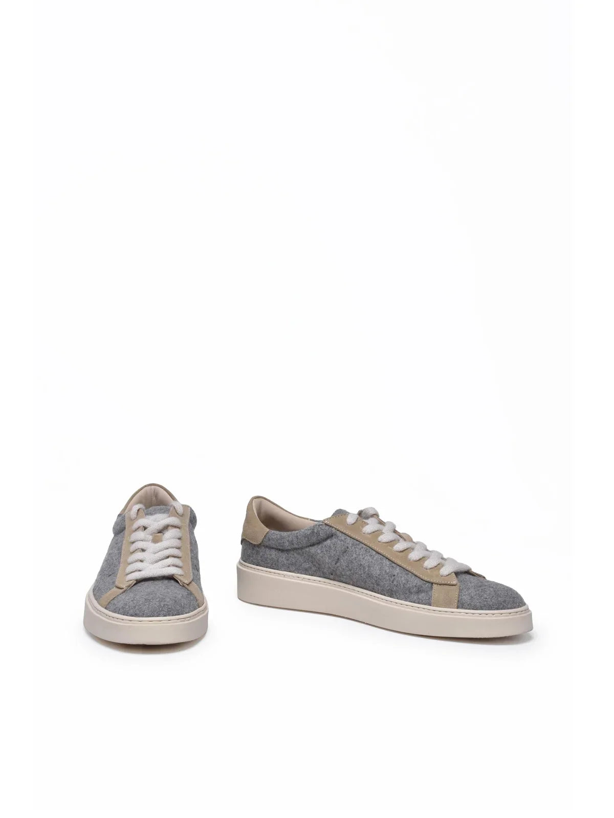 Grey Leather Accents Fabric Sneakers