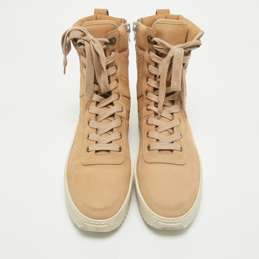 Fear Of God Brown Nubuck Leather Military High Top Sneakers