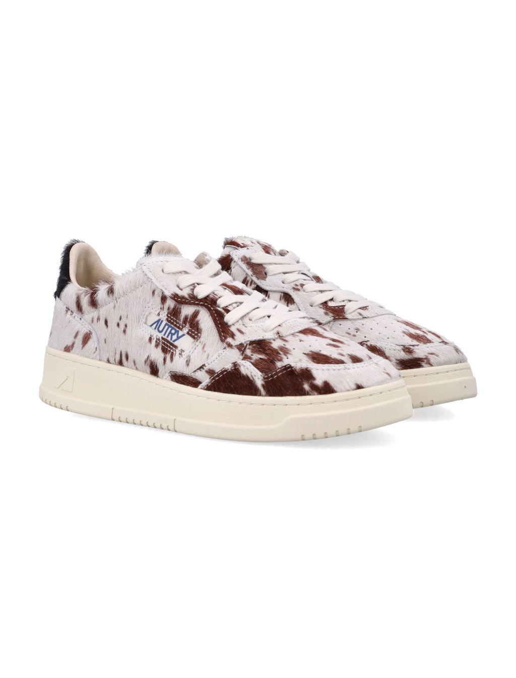 Brown and White Cowhide Pattern Low-Top Sneakers