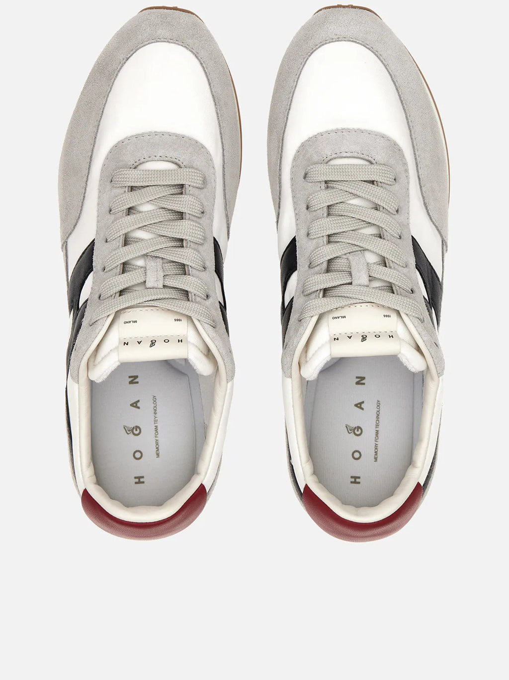 Grey Low-Top Suede White Panel Sneakers