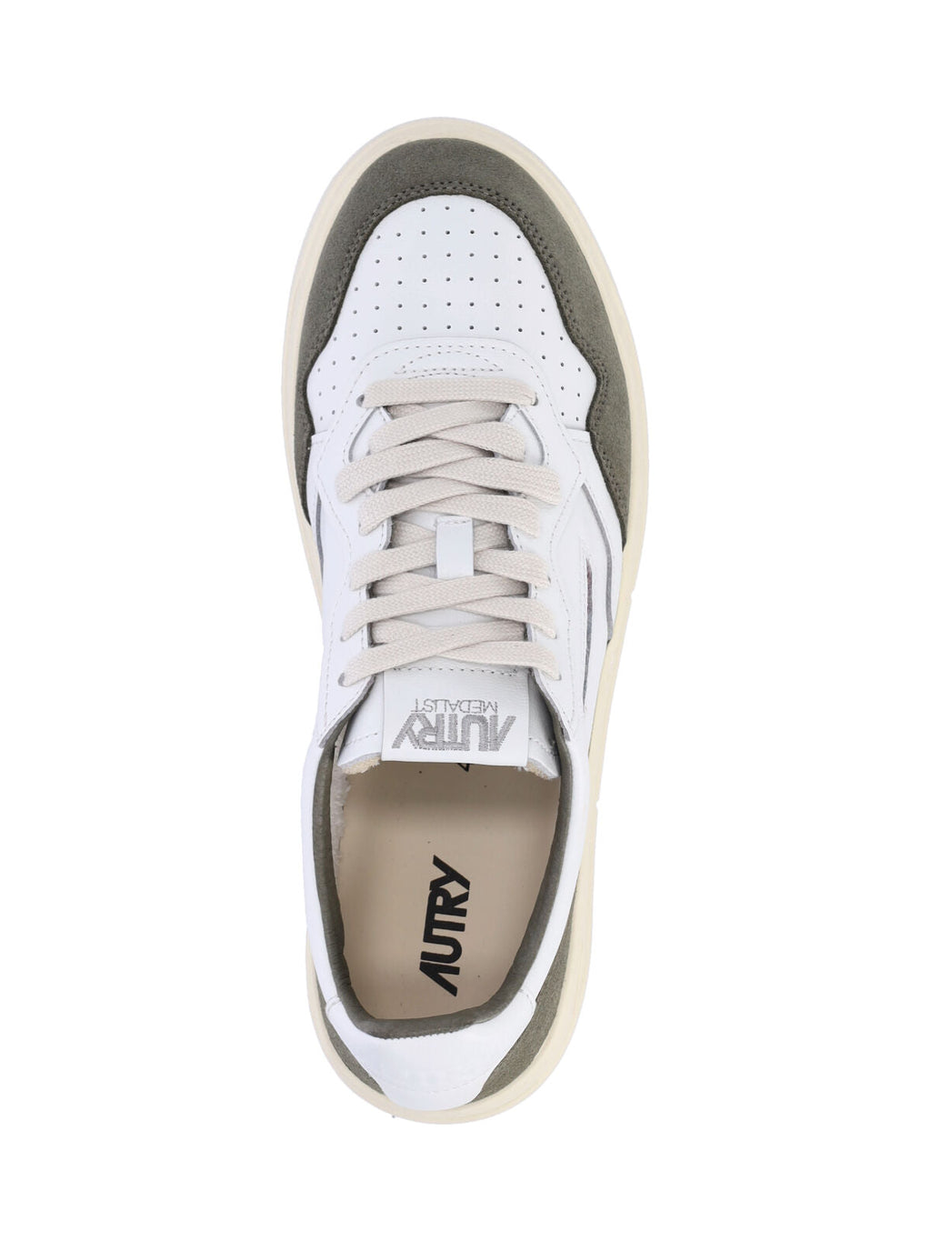 Low-Top Sneakers with Olive Green Suede Overlays