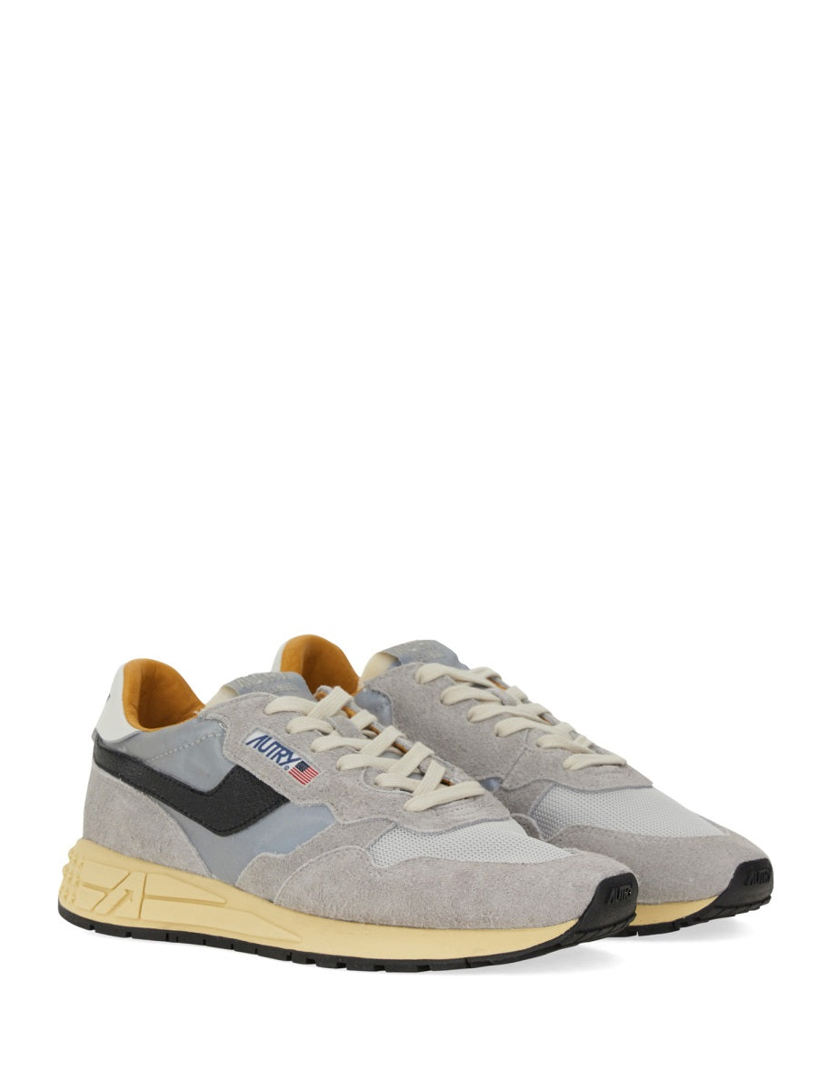 Layered Nylon and Cow Leather Sneaker with Textured Sole
