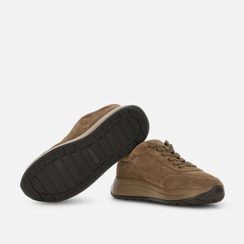 Beige Dark Calfskin Low-Top Sneakers