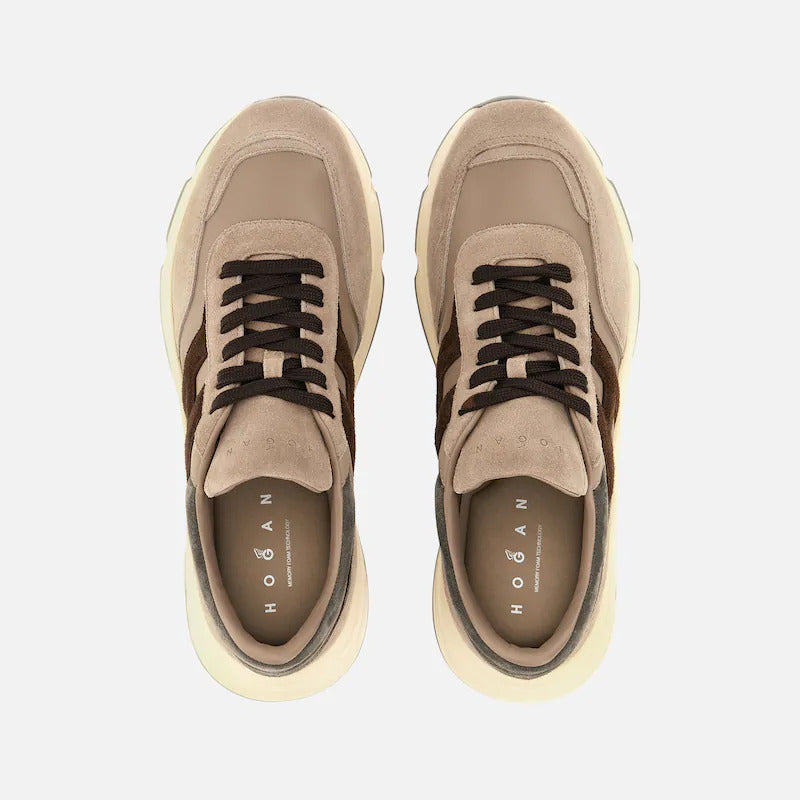 Beige Calfskin Mutton Low-Top Sneakers