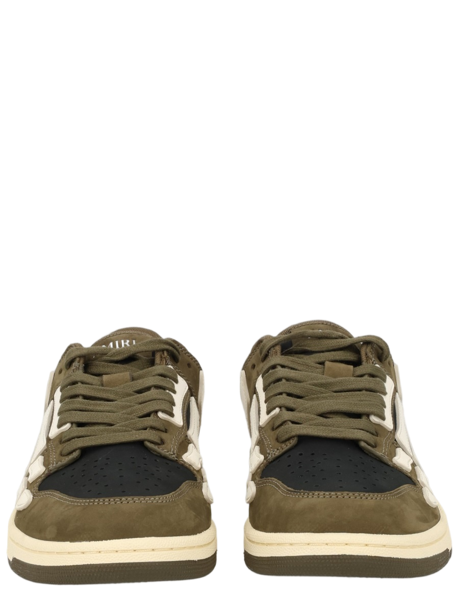Low-top Sneakers with Textured Leather Panels and Contrasting Accents