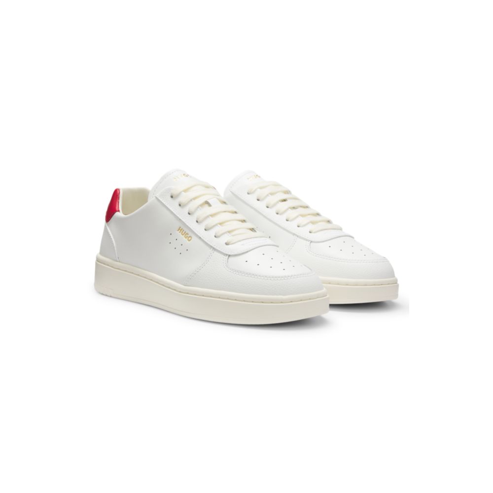 Leather sneakers with gold-tone logo