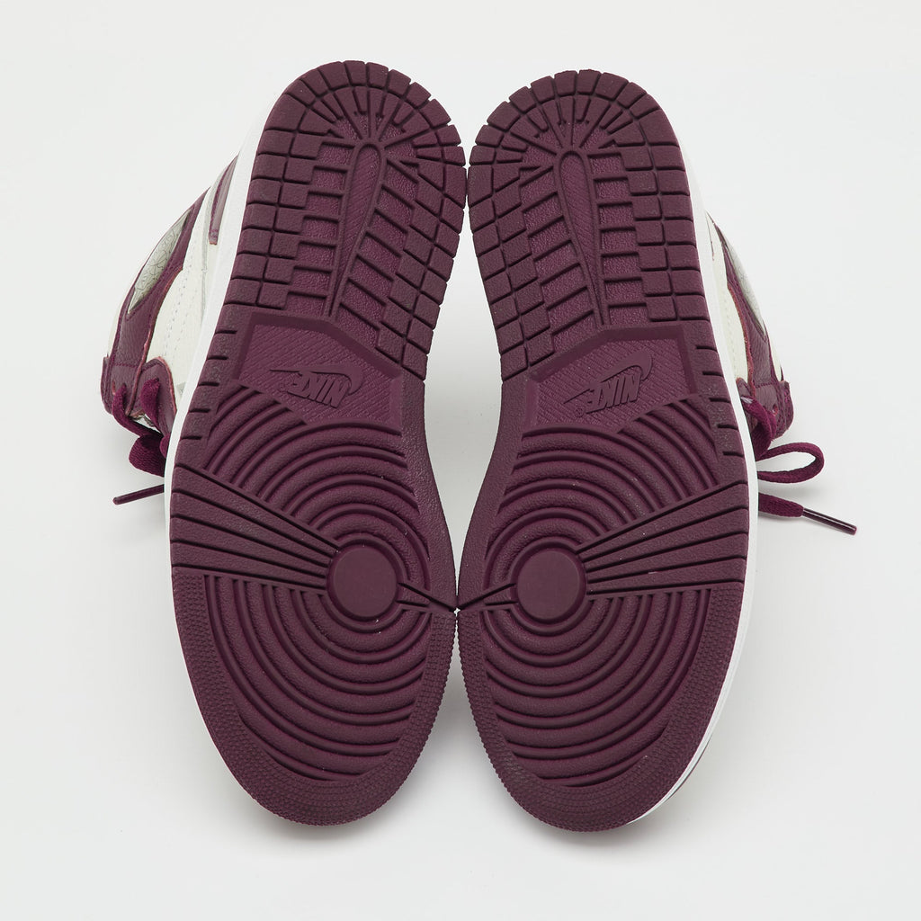 Air Jordans Burgundy/white Leather Jordan 1 Retro High Bordeaux Sneakers