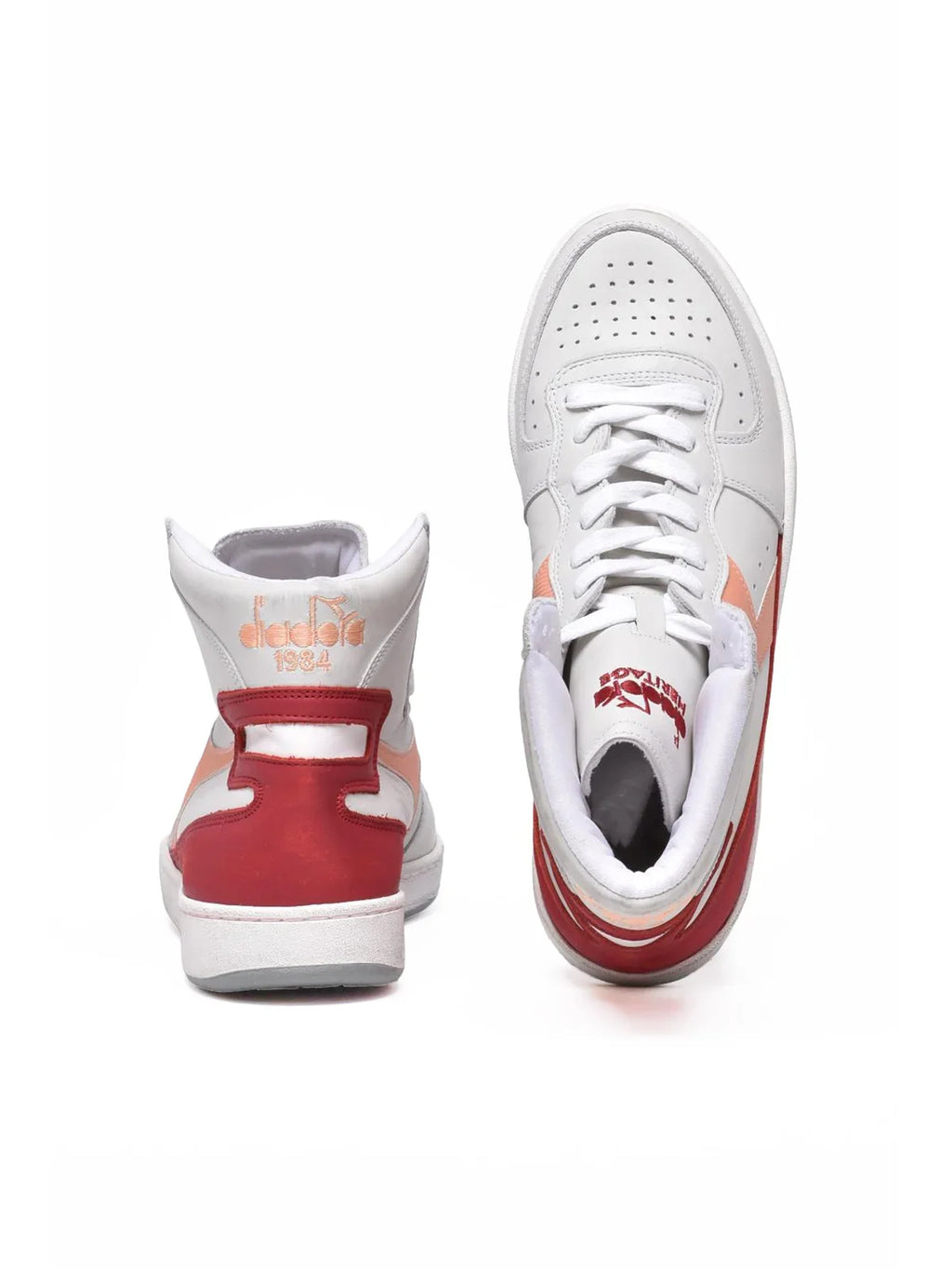Grey Red Leather Basket Sneakers