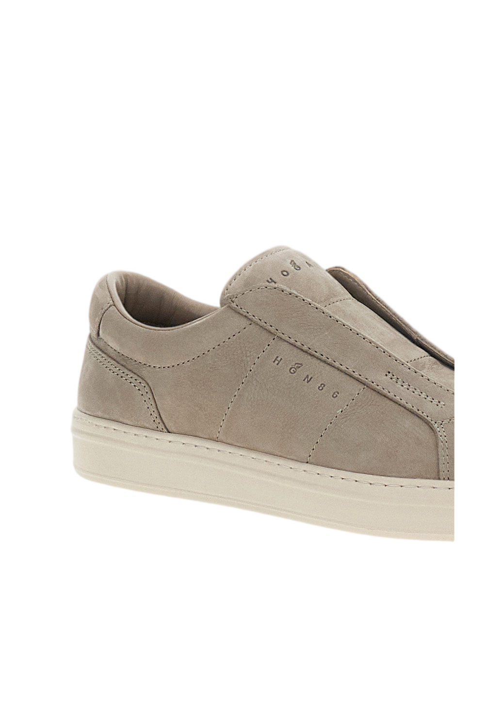 Gray Nubuck Leather Slip-On Sneakers