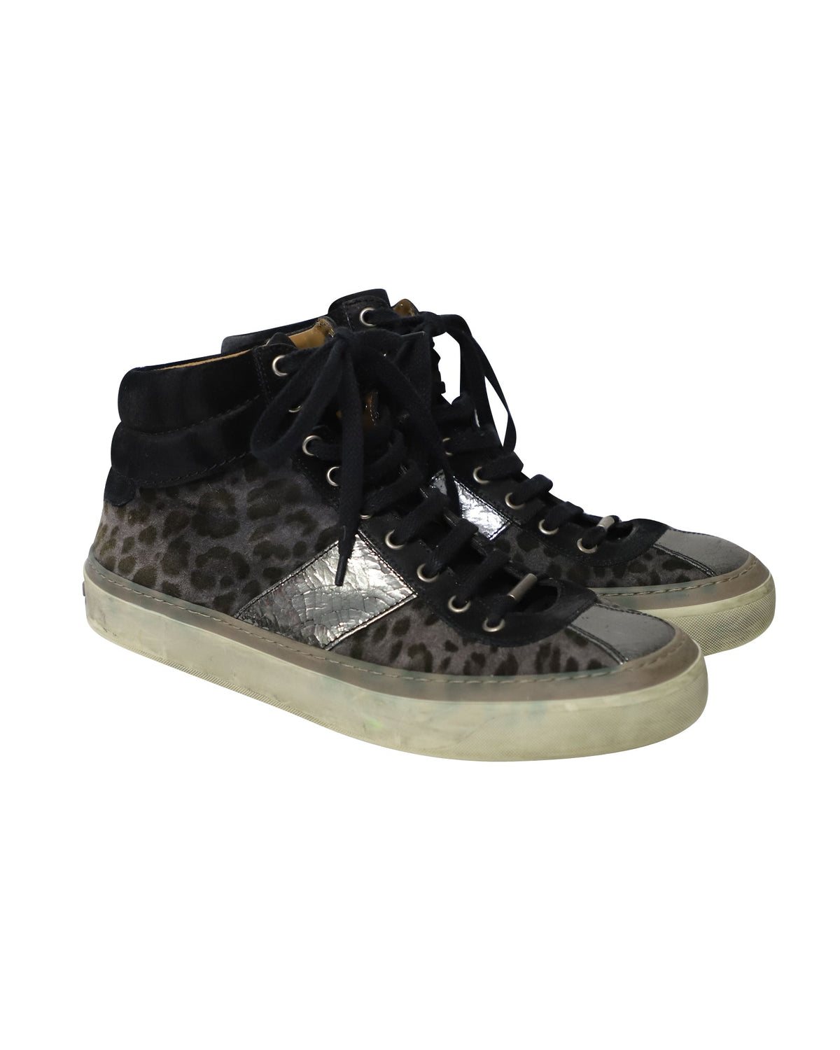 Jimmy Choo Belgravia Leopard High Top Trainers in Multicolor Leather