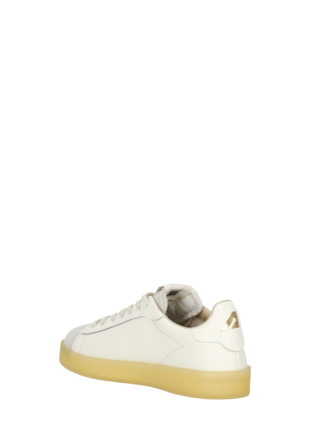 Ivory Suede Tip Yellow Sole Leather Sneakers