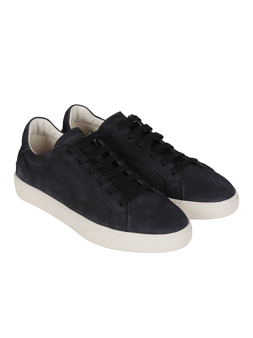Low-Top Calf Leather Sneakers with Contrasting Sole