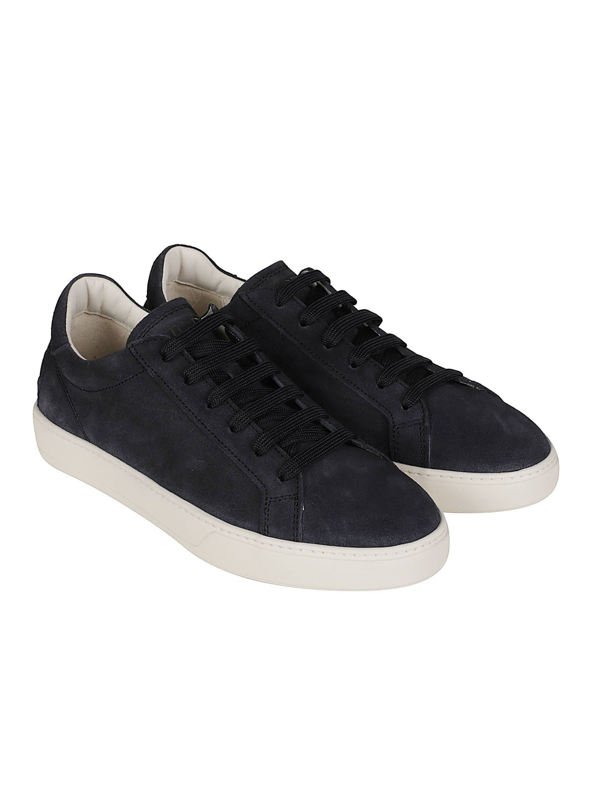 Low-Top Calf Leather Sneakers with Contrasting Sole