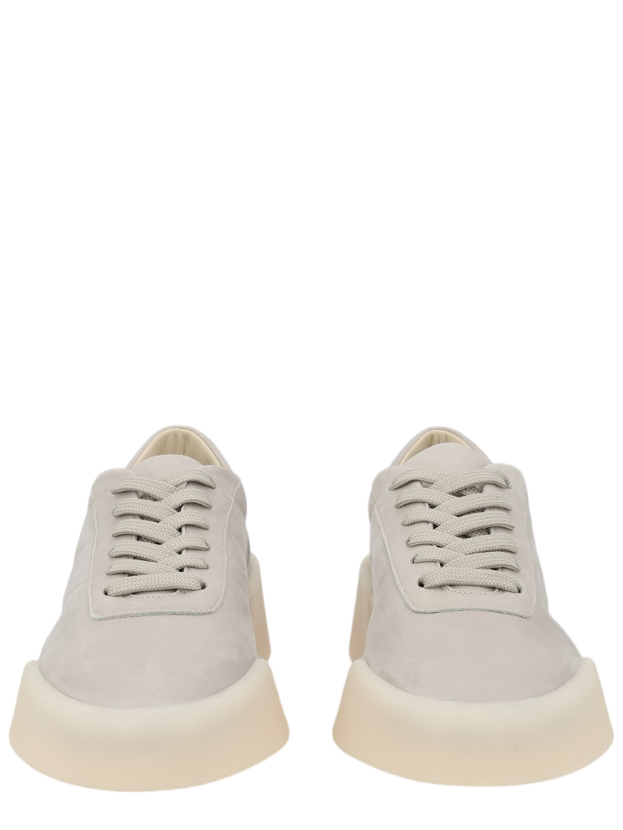 Grey Minimalist Calfskin Low-Top Sneakers