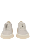 Grey Minimalist Calfskin Low-Top Sneakers