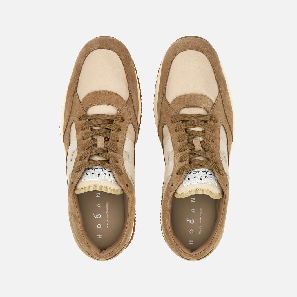 Interactive Lace-Up Sneakers in Calfskin and Nylon