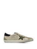 Beige Olive Green Star Low-Top Suede Sneakers