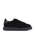 Black Suede Ribbed Sole Low-Top Sneakers
