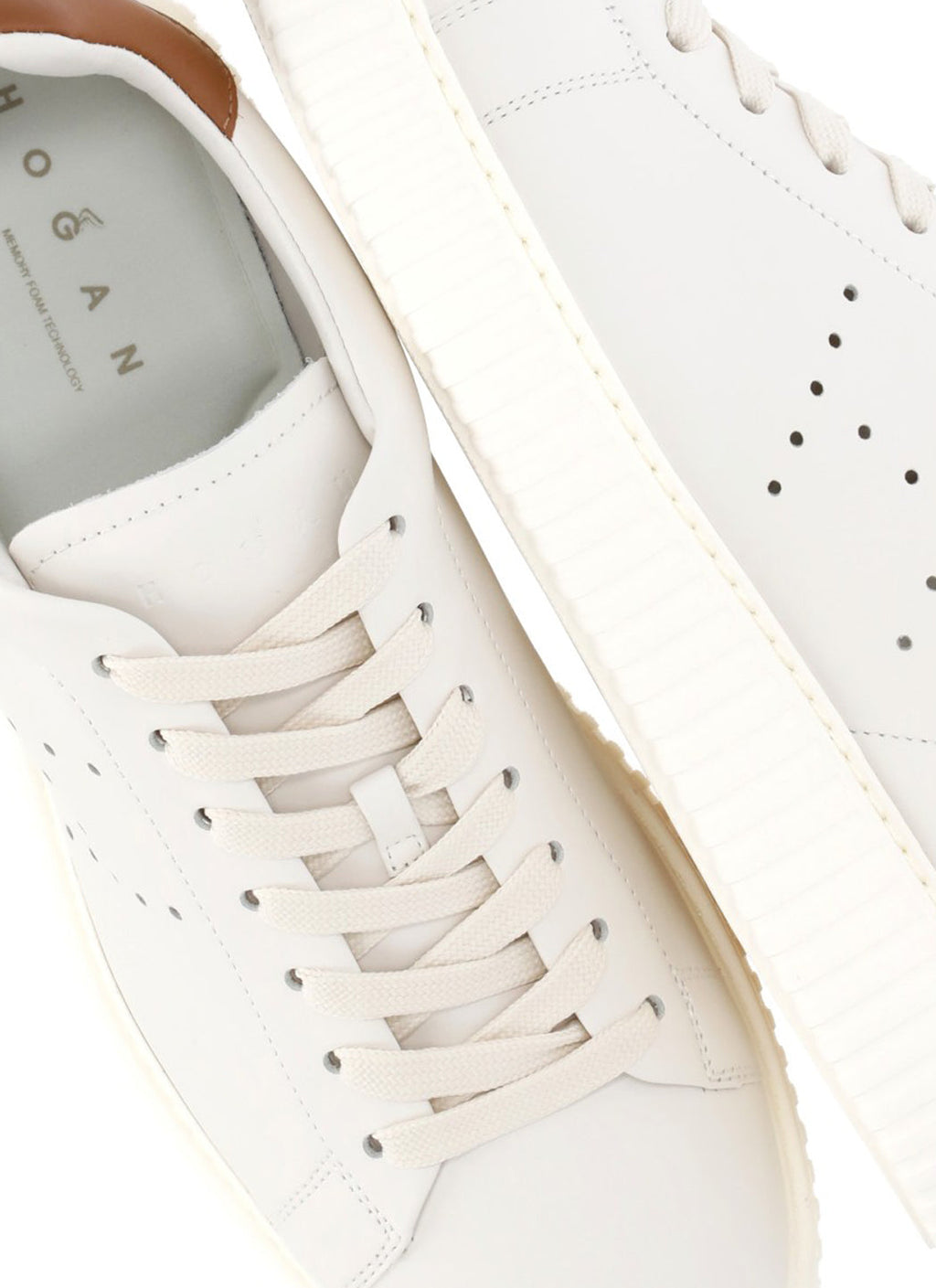 Ivory Smooth Leather Low-Top Sneakers