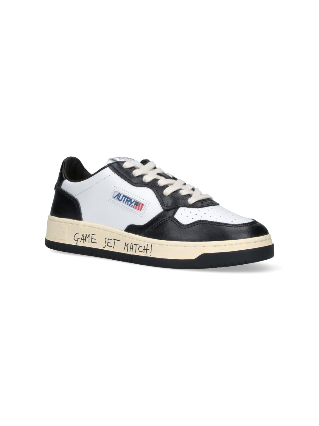 Low-top White Leather Sneakers with Multicolor Logo