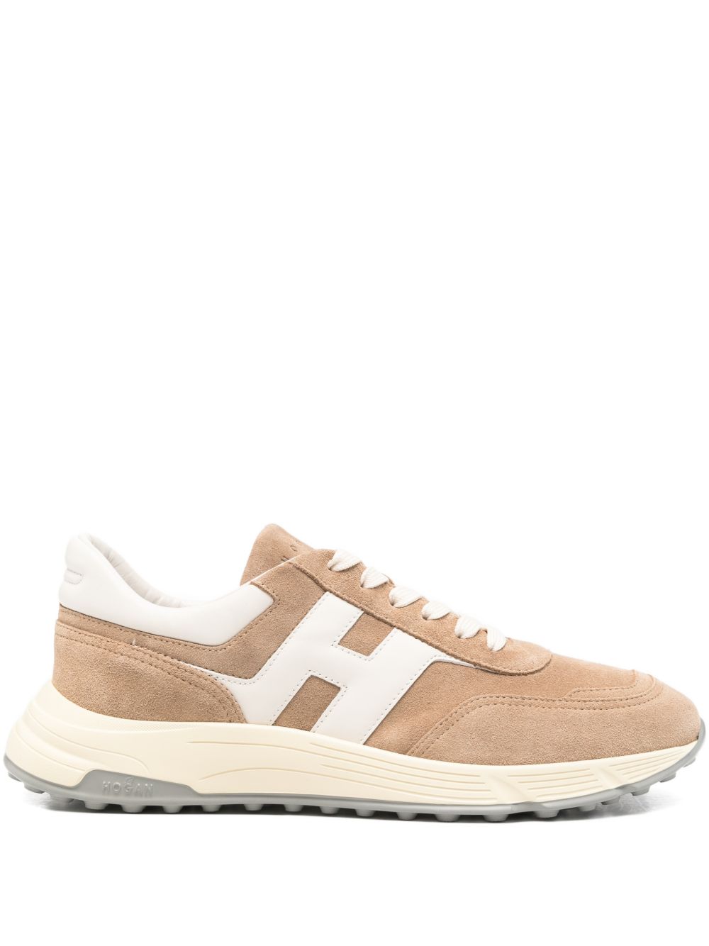 Beige Silk and Nylon Sneakers
