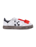 Low-Top Distressed White Sneakers with Signature Arrow Logo