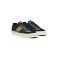 Leather-trim trainers in faux leather