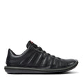 Black Beetle Ribbed Design Leather Sneakers