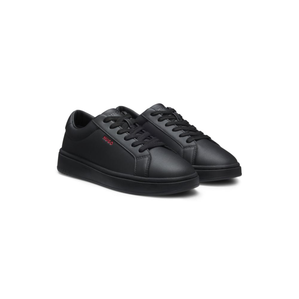 Contrast-logo trainers in faux leather