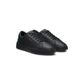 Contrast-logo trainers in faux leather