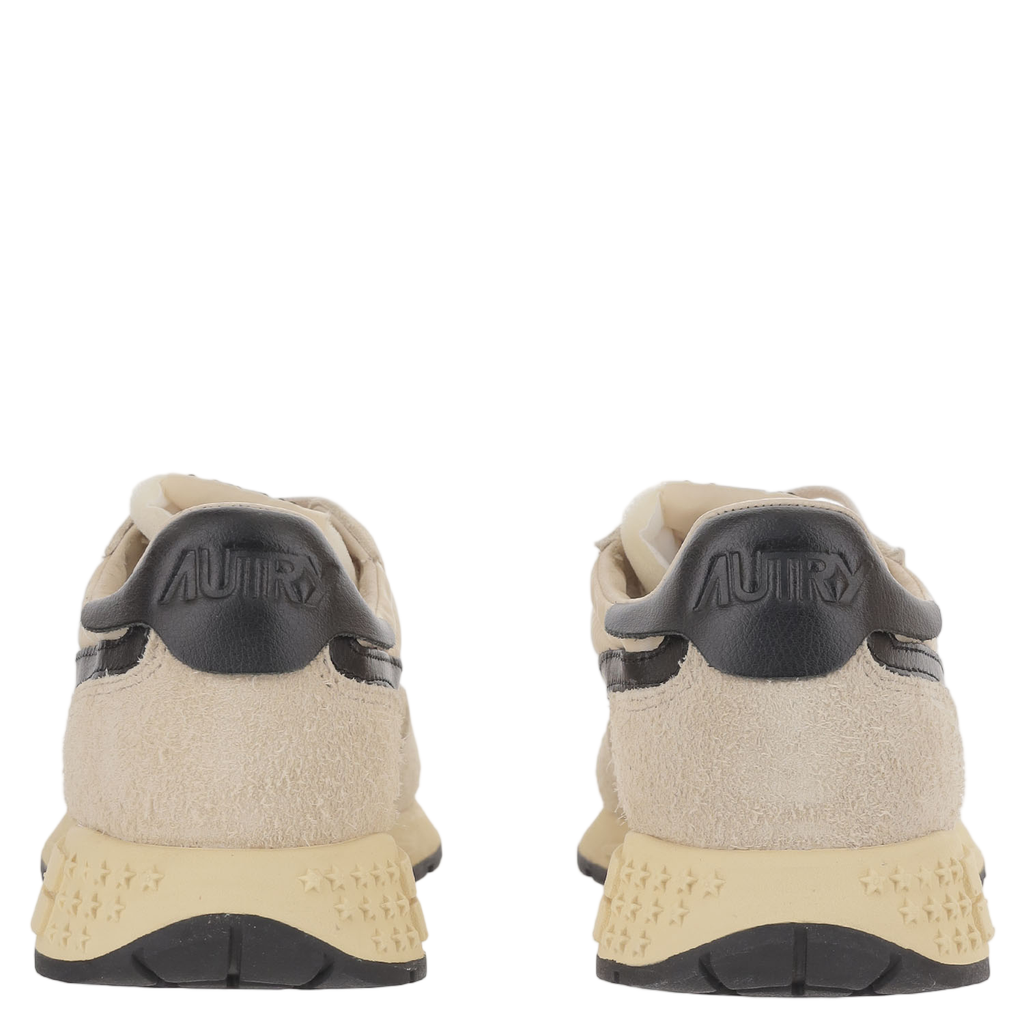 Ivory/Black Leather Running Sneakers