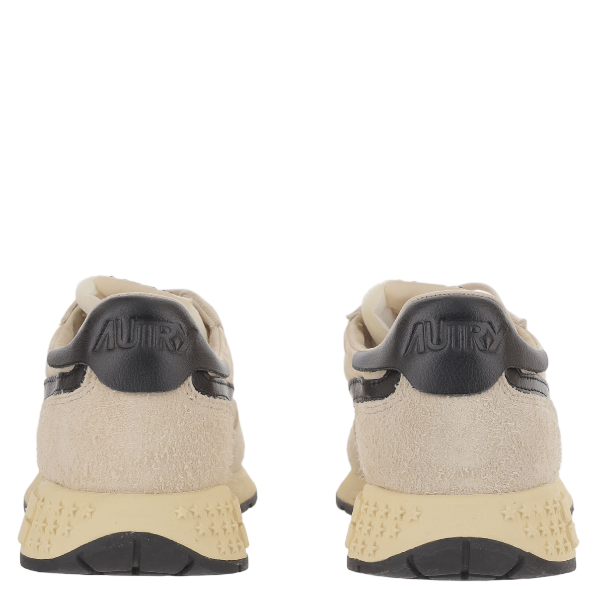 Ivory/Black Leather Running Sneakers