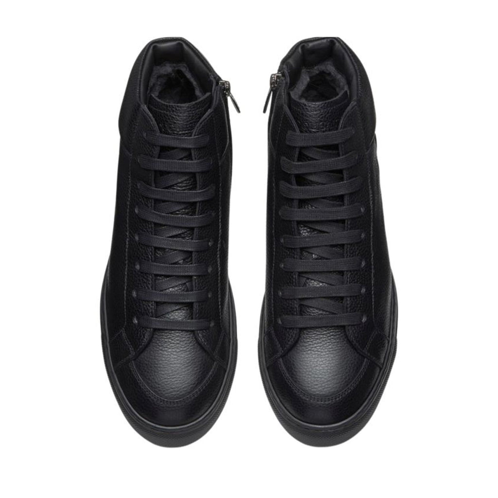 Blue High-Top Textured Leather Sneakers