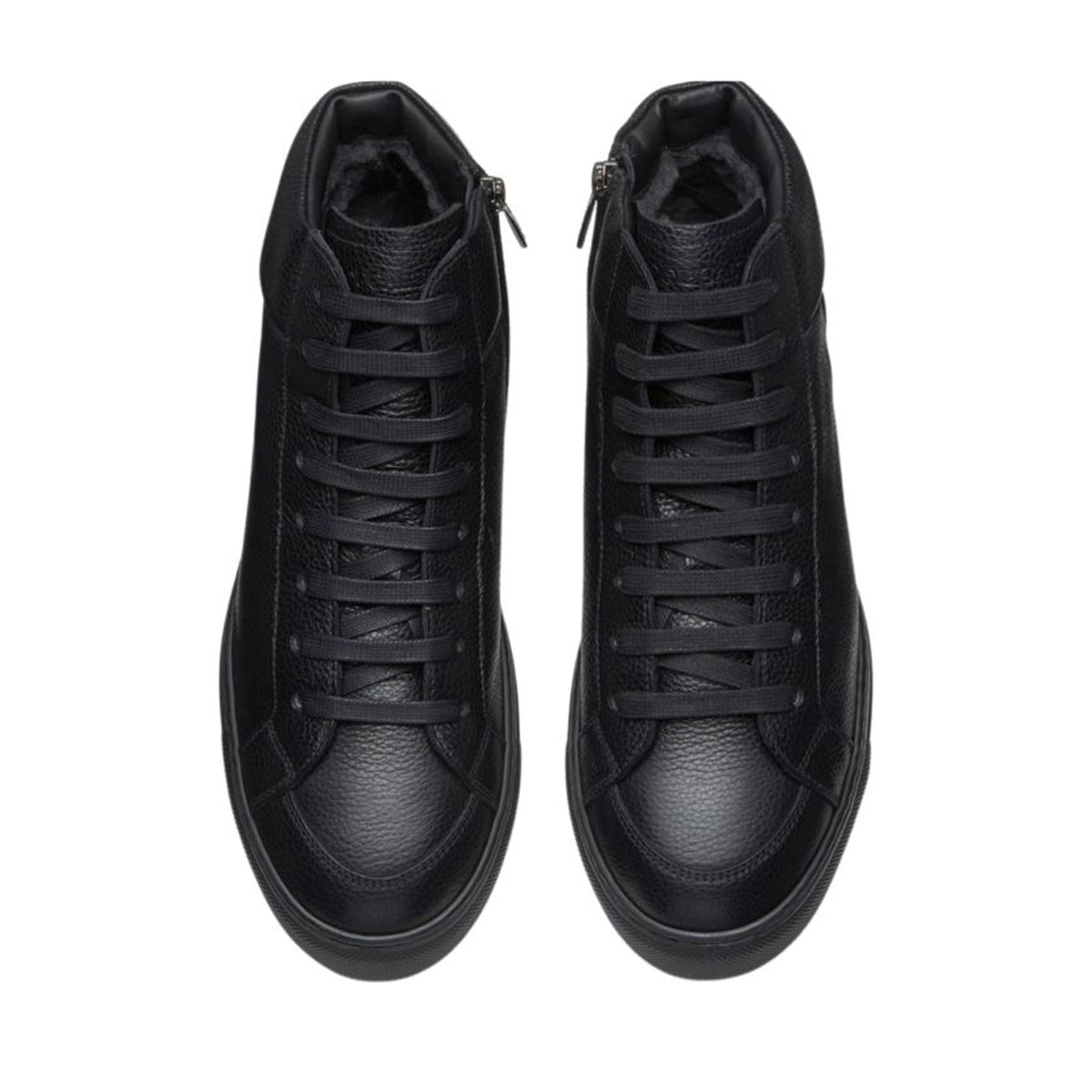 Blue High-Top Textured Leather Sneakers