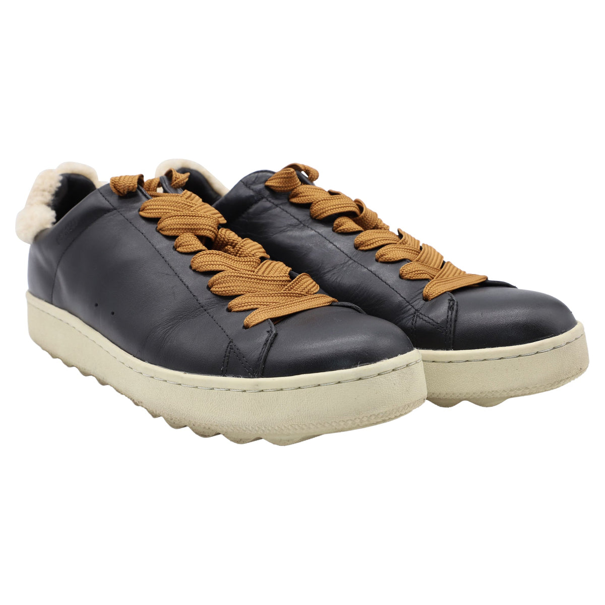 Coach C101 Shearling Sneakers in Black Leather
