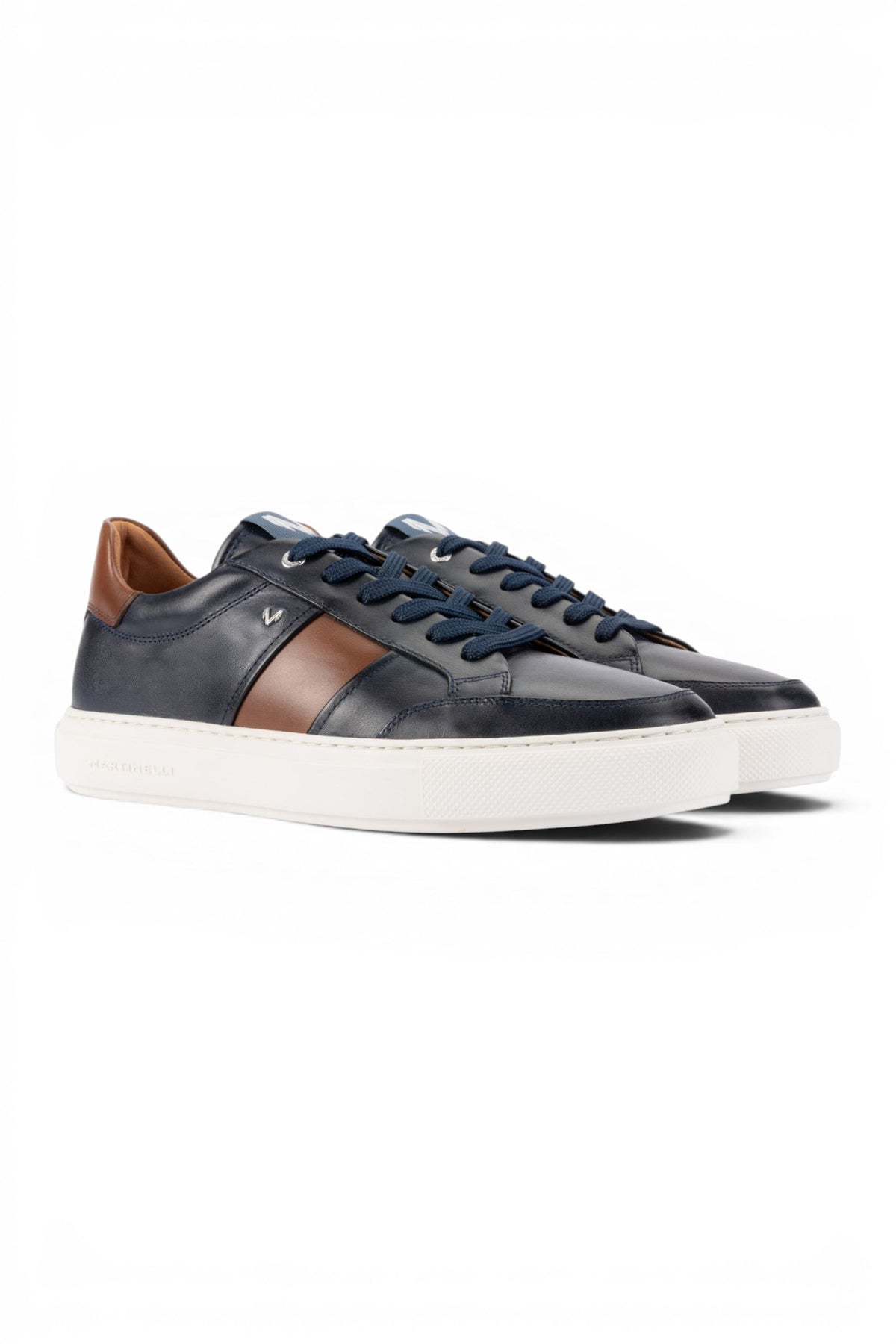 Martinelli Men's Blue Leather Sneakers Trainer Shoes - Hastings