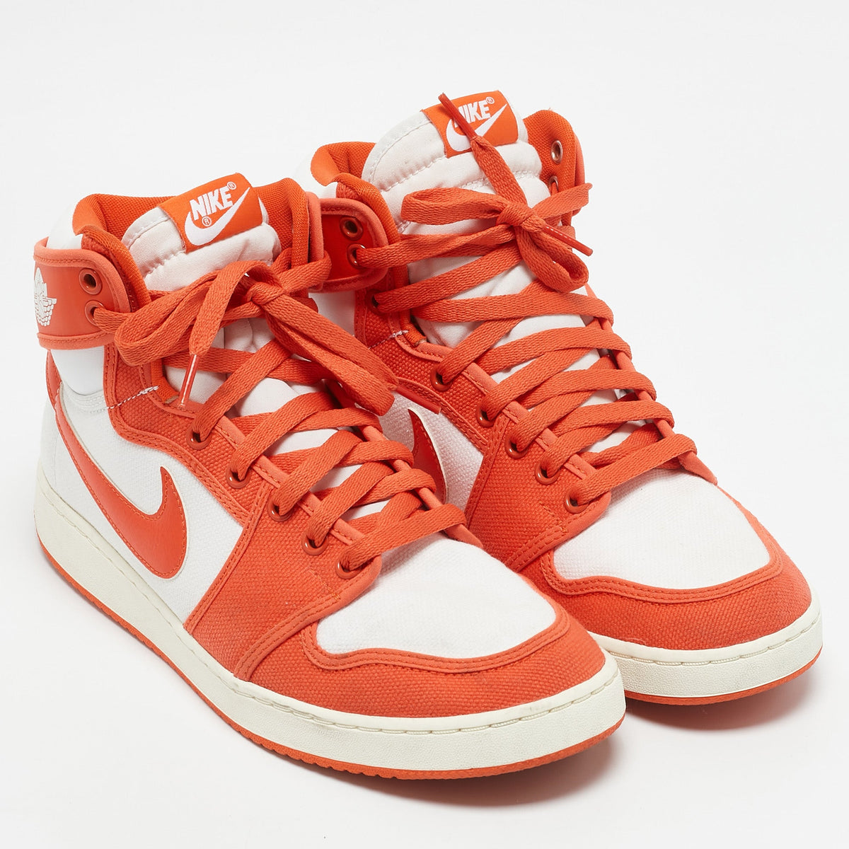 Air Jordans Orange Canvas And Leather Jordan 1 Ko "syracuse" High Top Sneakers
