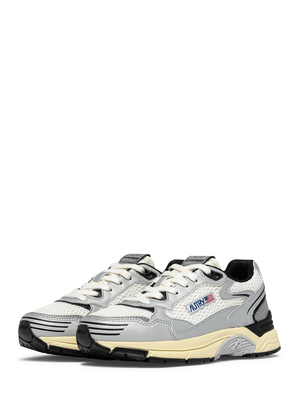 Layered Low-Top Sneakers with Mesh and Leather Accents