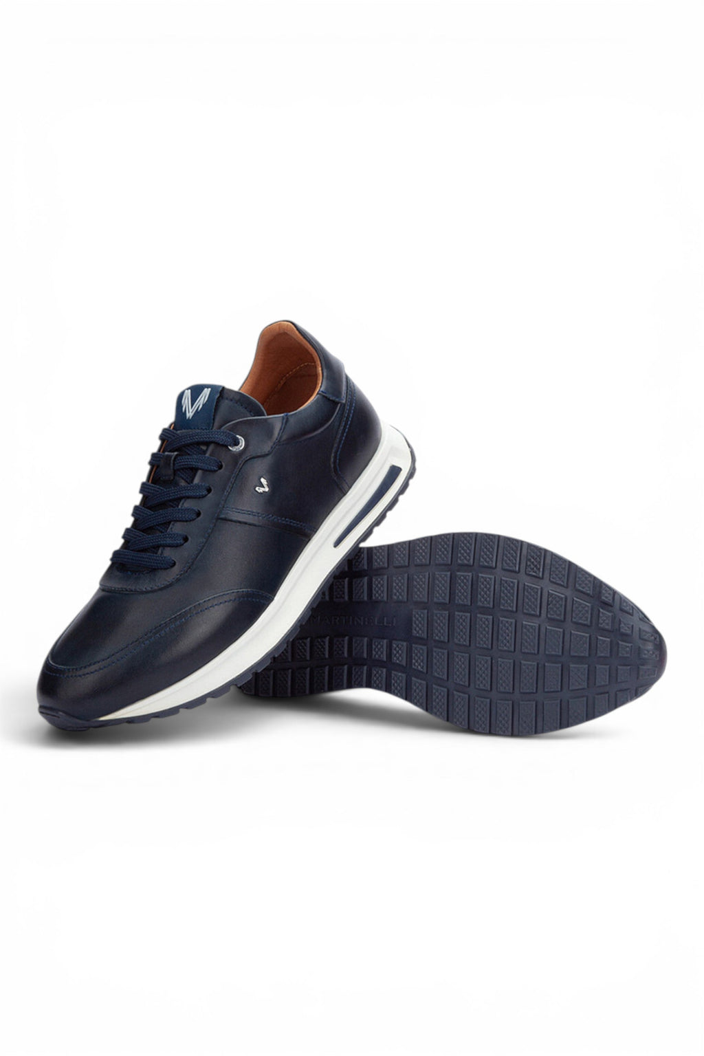 Martinelli Men's Blue Leather Sneakers Trainer Lace-Up Shoes - Hanbury