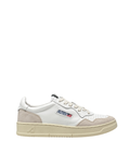 Autry Medalist Low White Leather and Beige Suede Sneakers