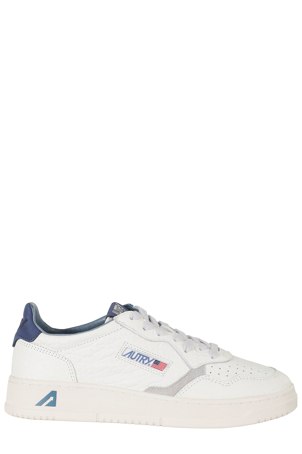 Cream Blue Medalist Low Leather Sneakers