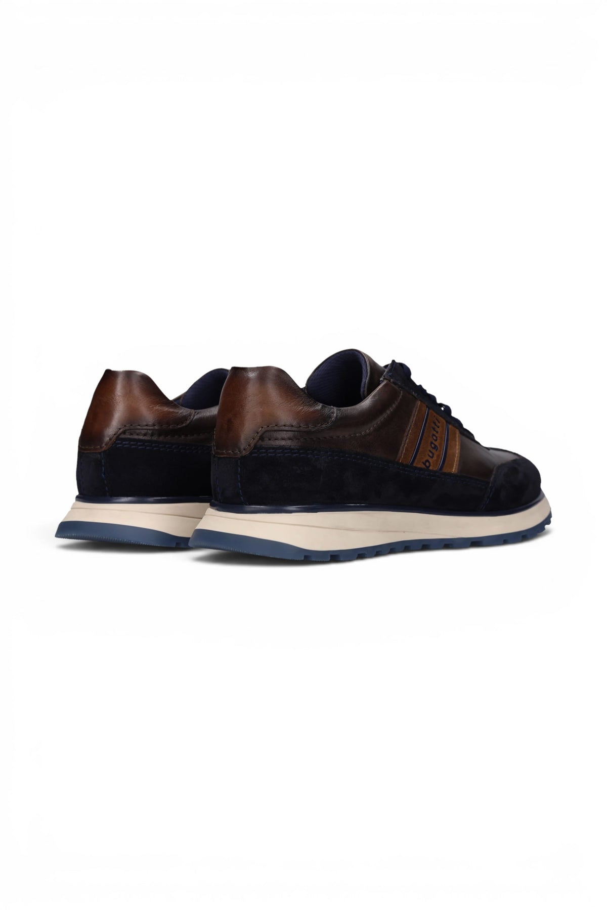 Bugatti Men's Navy Blue Leather Lace-Up Trainer Sneaker Shoes - Timon