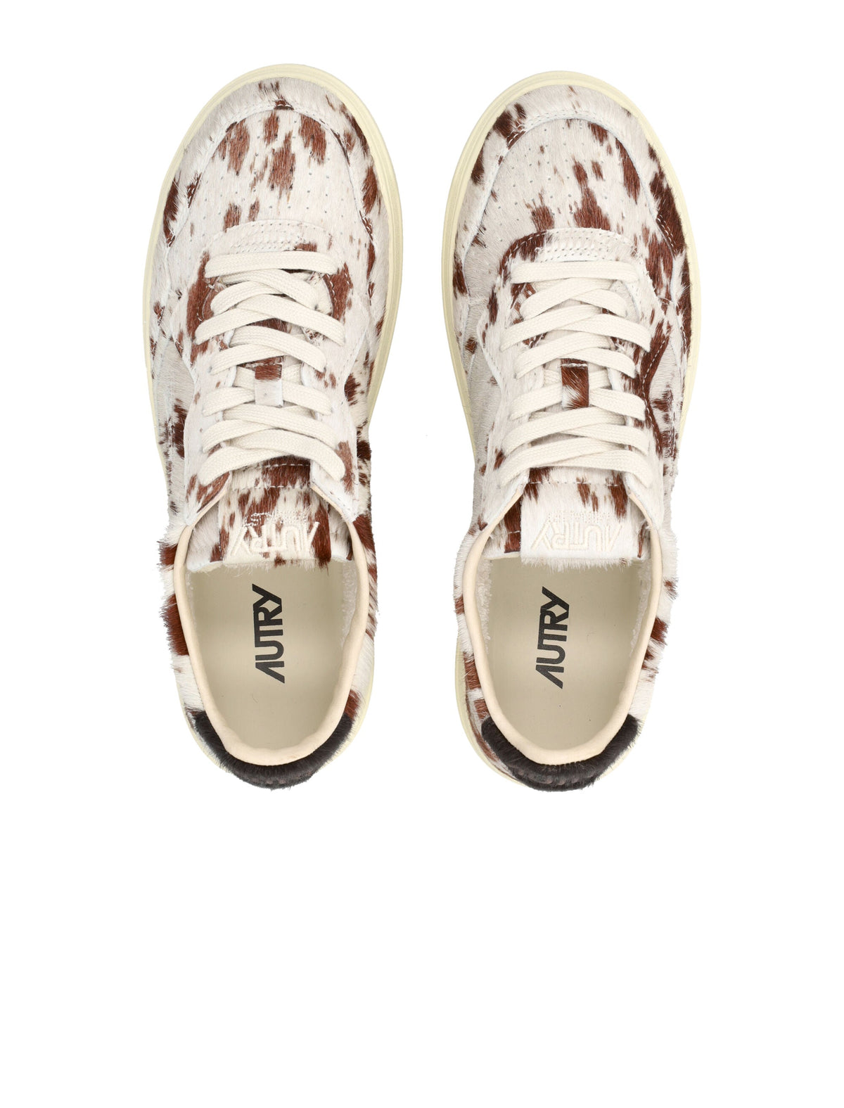 Brown and White Cowhide Pattern Low-Top Sneakers