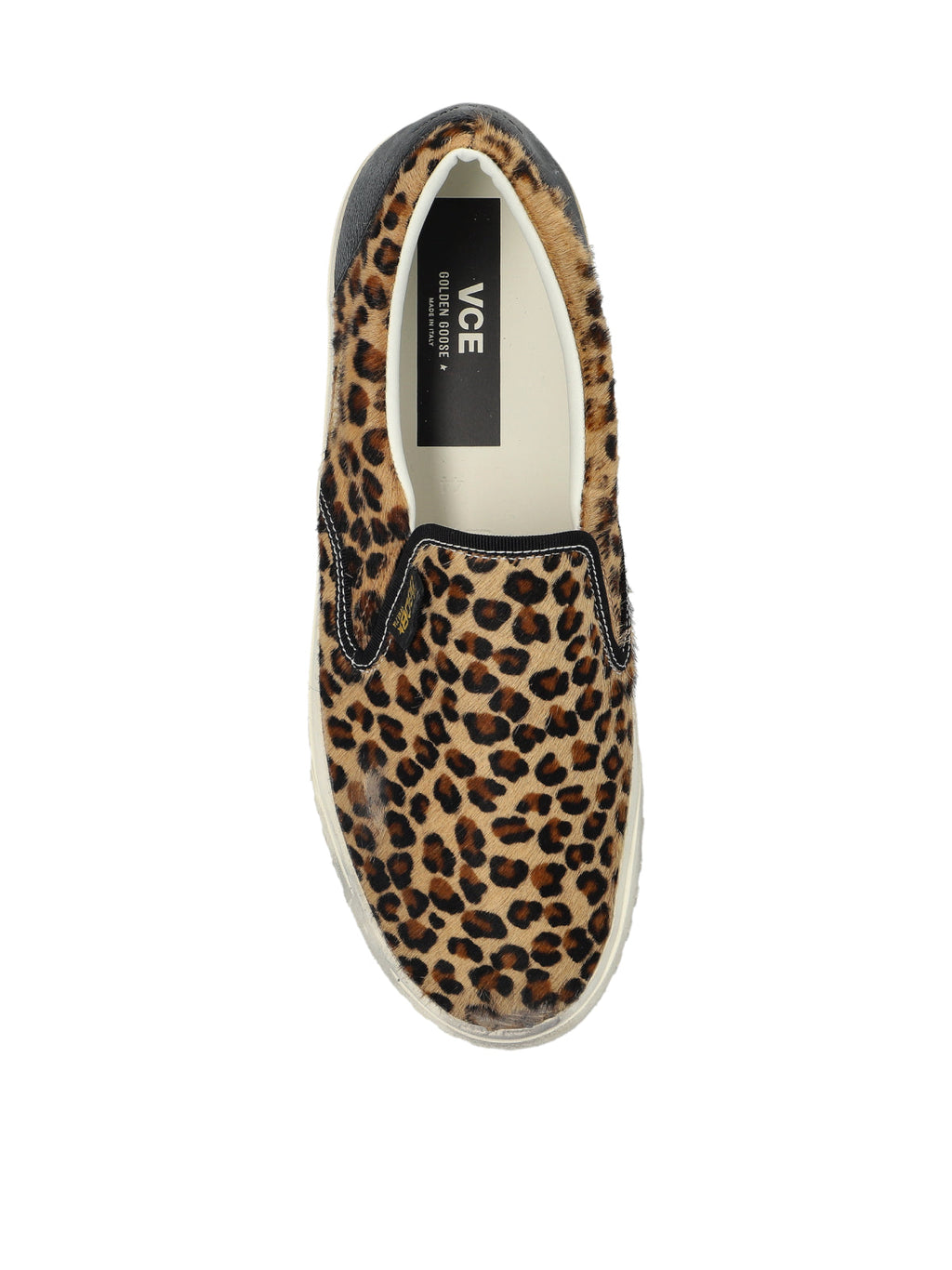 Black/Brown VCE Penstar Slip-On Leather Pony Hair Sneakers