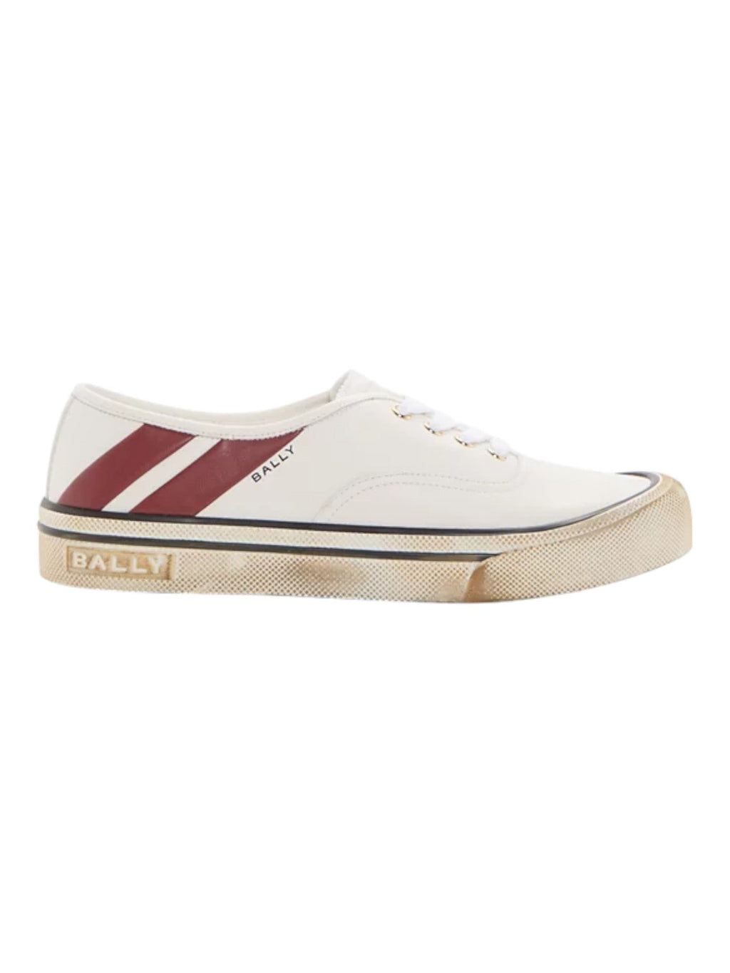 Bally Lyder 6305875 Men's White/Red Leather Sneakers