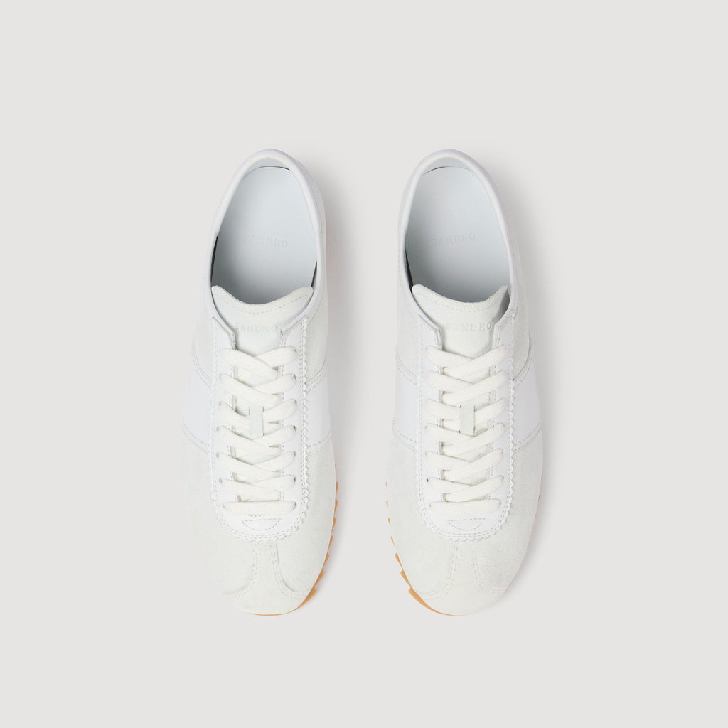 Leather and suede low-top sneakers