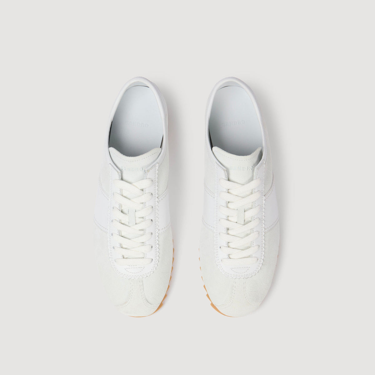 Leather and suede low-top sneakers