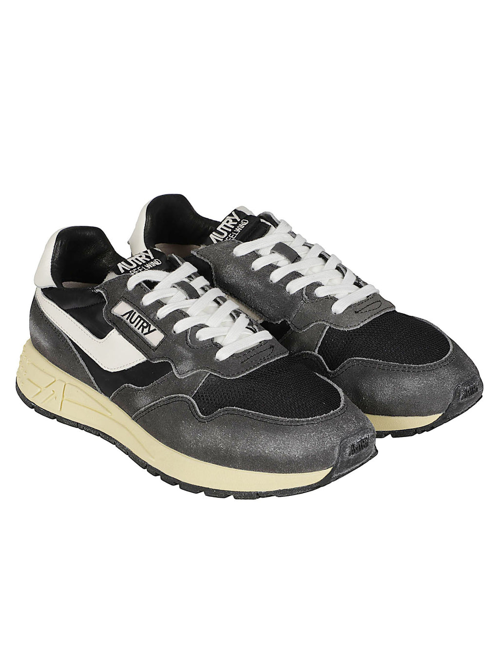 Low-Top Sneakers with Nylon and Suede Cow Leather Composition