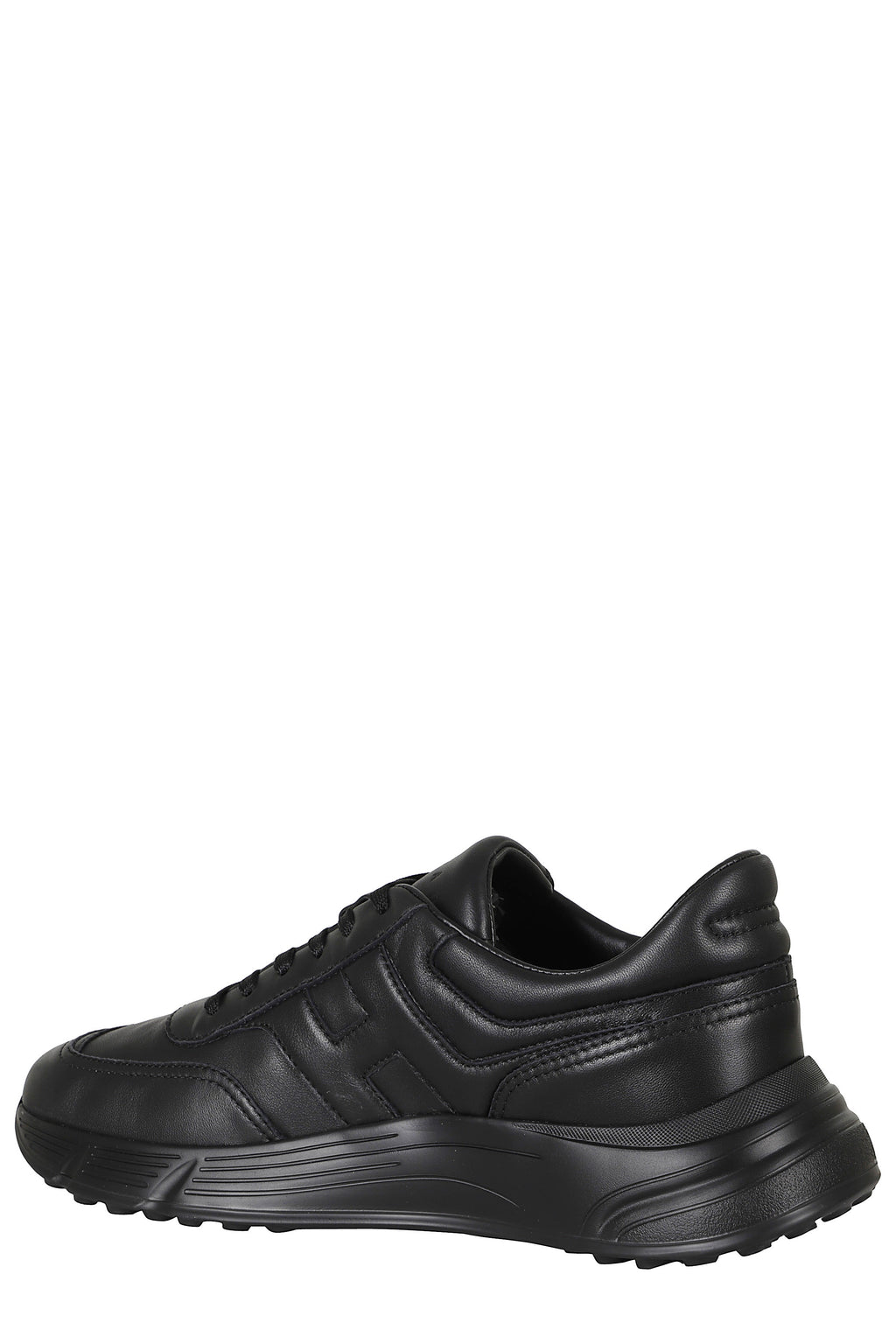 Black Hyperlight Smooth Leather Rubber Sole Leather Sneakers